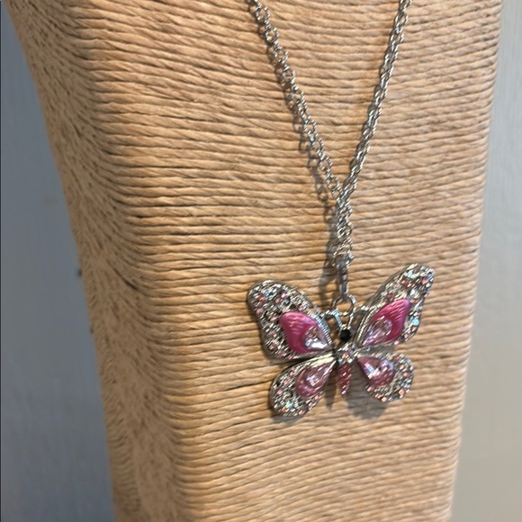 Paparazzi Pink and Silver Butterfly Charm Necklace - Picture 11 of 12